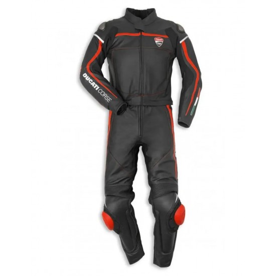 Custom Ducati Corse Motorbike Leather Racing Suit Black