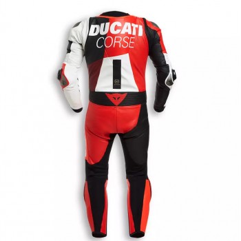 Custom Ducati Corse Motorbike Leather Racing Suit Orange Red Black White