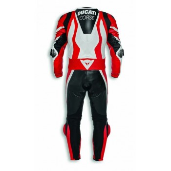 Custom Ducati Corse Motorcycle Leather Racing Suit White Red