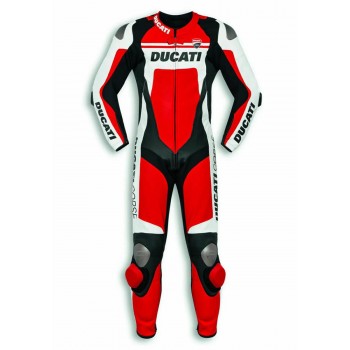 Custom Ducati Motorbike Leather Racing Suit Red Black White Back