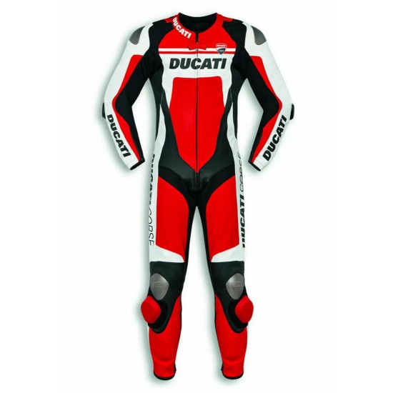 Custom Ducati Motorbike Leather Racing Suit Red Black White Back