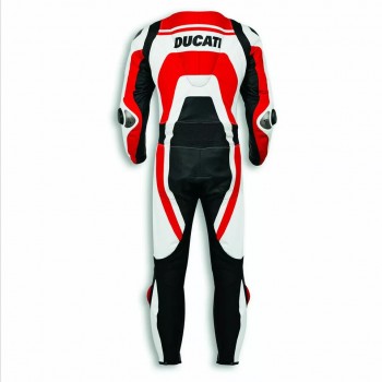 Custom Ducati Motorbike Leather Racing Suit Red Black White Back