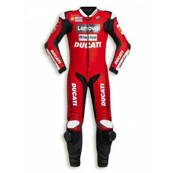 Custom Ducati Motorcycle Leather Racing Suit Red Black Back