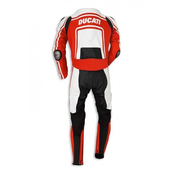 Ducati Corse Custom Motorcycle Leather Racing Suit White Red Black