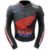 Custom Honda HRC Motorcycle Leather Racing Jacket Black Red