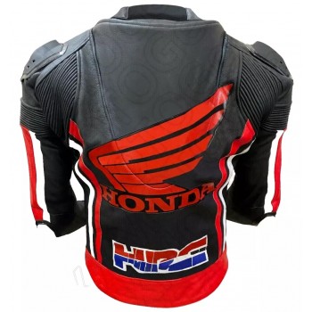 Custom Honda HRC Motorcycle Leather Racing Jacket Black Red