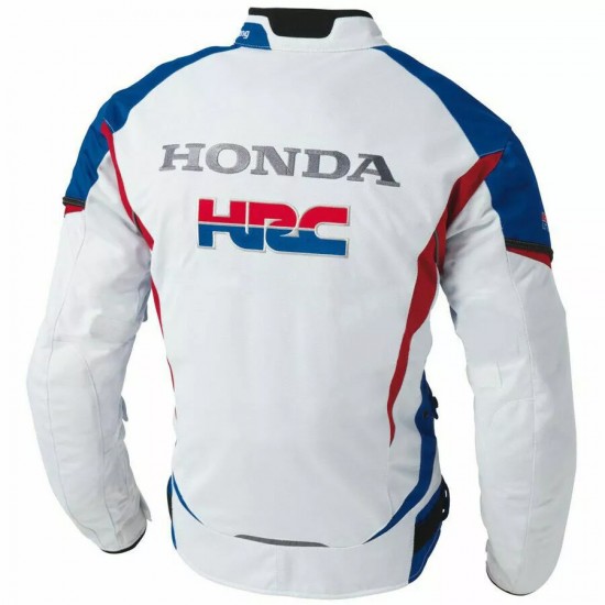 Custom Honda HRC Motorcycle Leather Racing Jacket White Blue