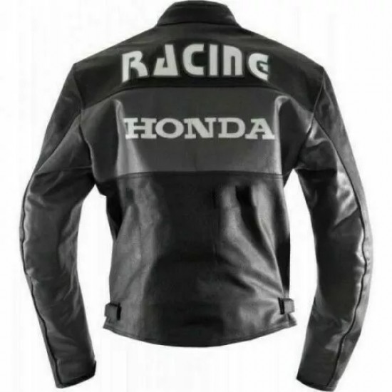 Custom Honda Motorbike Leather Racing Jacket Black