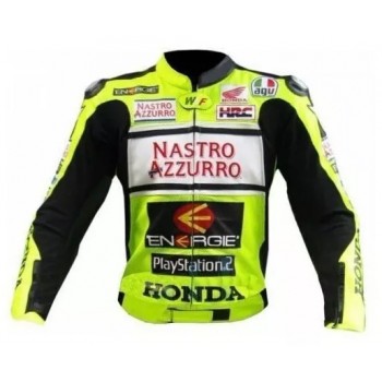 Custom Honda Motorcycle Leather Racing Jacket Yellow Black