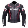 Honda Custom Motorbike Leather Racing Jacket Black Pink