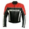 Honda Custom Motorbike Leather Racing Jacket Black Red