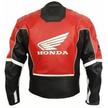 Honda Custom Motorbike Leather Racing Jacket Black Red