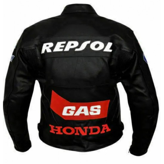 Honda Rapsol HRC Custom Motorbike Leather Racing Jacket Black