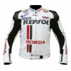 Honda Repsol Custom Motorbike Leather Racing Jacket White Black