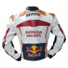 Honda Repsol Custom Motorbike Leather Racing Jacket White Orange