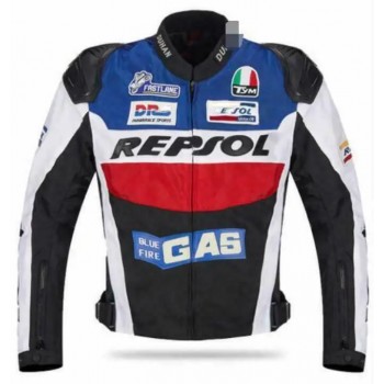 Honda Repsol Custom Motorcycle Leather Racing Jacket Black Blue