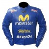 Honda Repsol Movistar Custom Motorcycle Leather Racing Jacket Blue