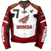 Honda Rocket Custom Motorcycle Leather Racing Jacket Maroon White