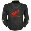 Honda Simple Custom Motorcycle Leather Racing Jacket Black Red