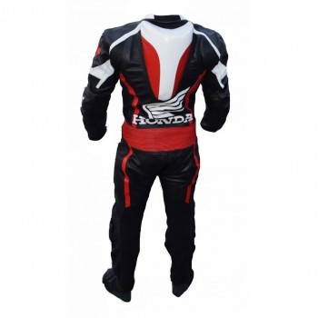 Custom Honda CBR Leather Racing Suit Black White Red