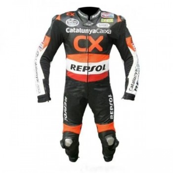 Custom Honda Repsol CX Motorbike Leather Racing Suit Black Orange White