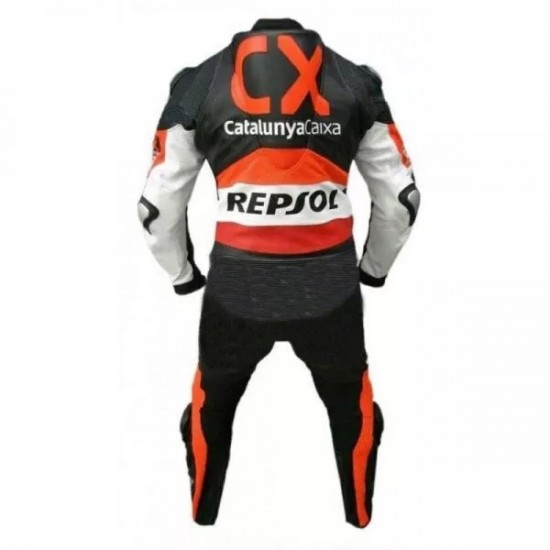 Custom Honda Repsol CX Motorbike Leather Racing Suit Black Orange White