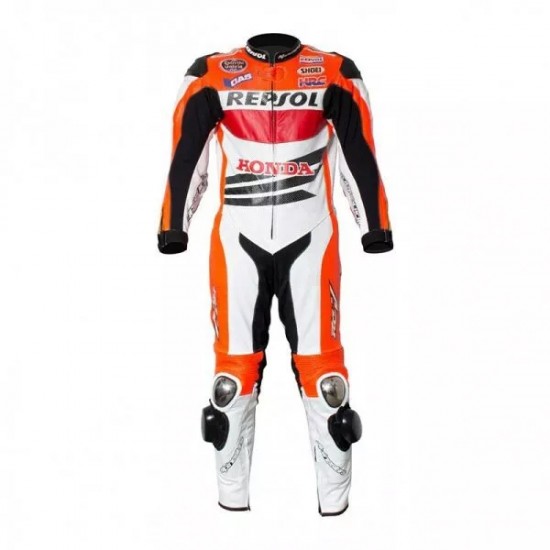 Custom Honda Repsol Motorcycle Leather Racing Suit Orange White Red Black