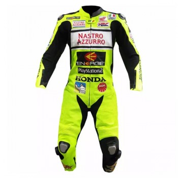 Honda Custom Motorbike Leather Racing Suit Yellow Black