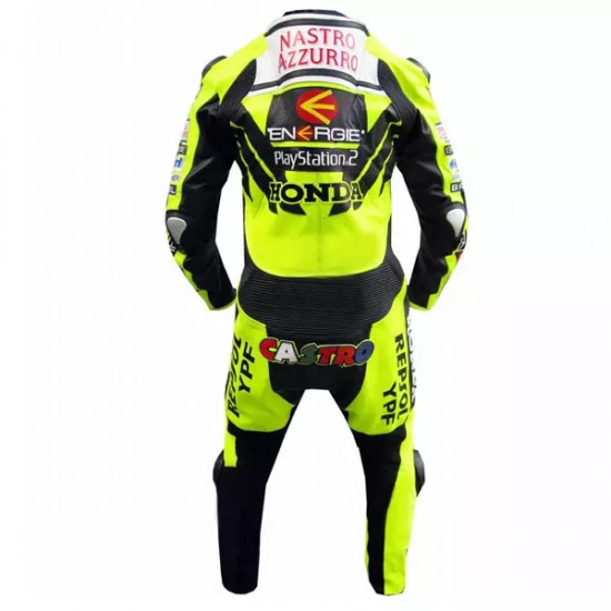 Honda Custom Motorbike Leather Racing Suit Yellow Black