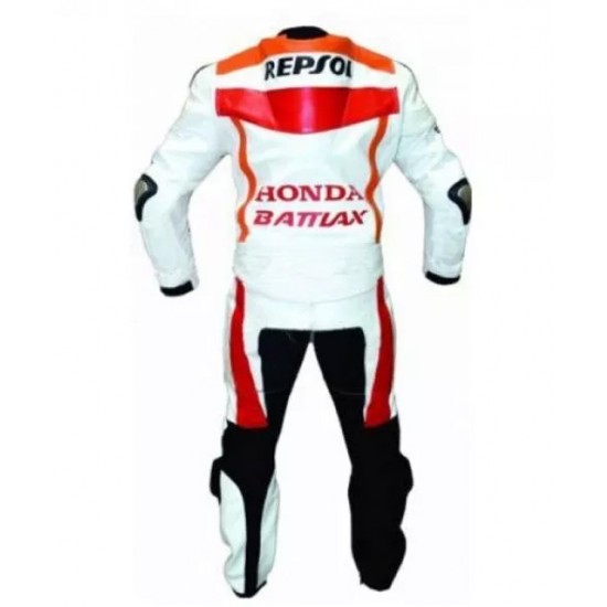 Honda Repsol Custom Moto Gp Leather Racing Suit Orange White Black