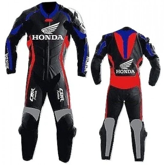 HONDA MOTORCYCLE RED LEATHER RACING SUIT