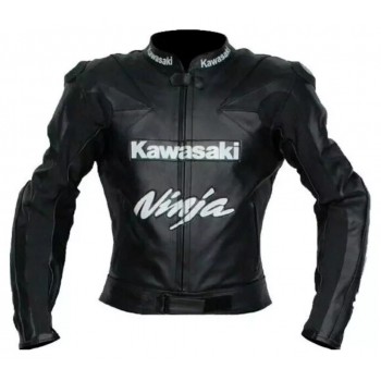 Custom Kawasaki Ninja Motorcycle Leather Racing Jacket Black