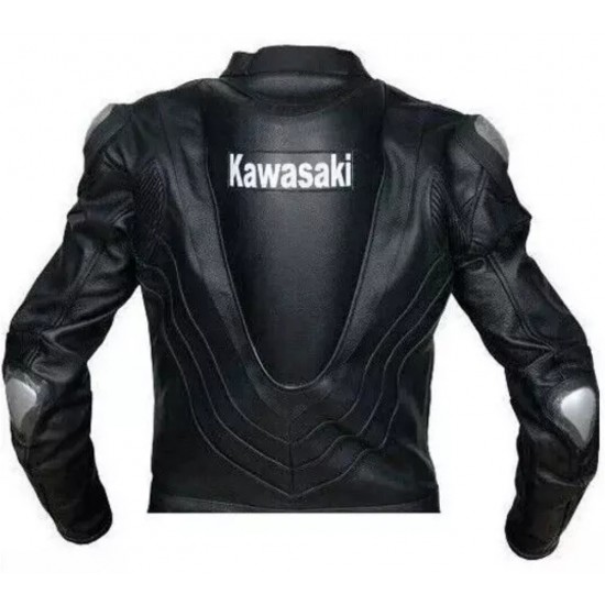 Custom Kawasaki Ninja Motorcycle Leather Racing Jacket Black