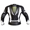 Kawasaki Monster Energy Custom Motorcycle Leather Racing Jacket White Black