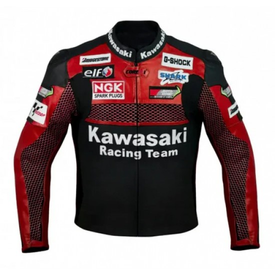 RED AND BLACK MOTORCYCLE LEATHER RACING JACKET