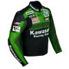 GREEN AND BLACK MOTORCYCLE LEATHER RACING JACKET