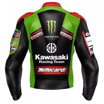 Kawasaki SBK Monster Energy Custom Motorcycle Racing Jacket Black Green Red