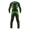 Custom Kawasaki Motorcycle Leather Racing Suit Black Green