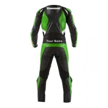 Custom Kawasaki Motorcycle Leather Racing Suit Black Green