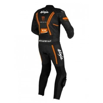 Custom Kawasaki Ninja Monster Motorcycle Leather Racing Suit Black Orange