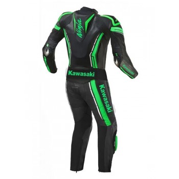 Custom Kawasaki Ninja Motorbike Leather Racing Suit Black Green