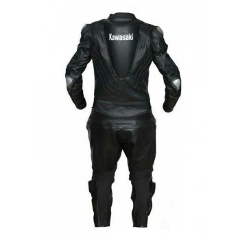 Custom Kawasaki Ninja Motorcycle Leather Racing Suit Black White