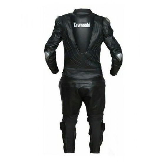 Custom Kawasaki Ninja Motorcycle Leather Racing Suit Black White