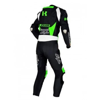 Custom Kawasaki Ninja ZX10R Motorcycle Leather Racing Suit Black Green