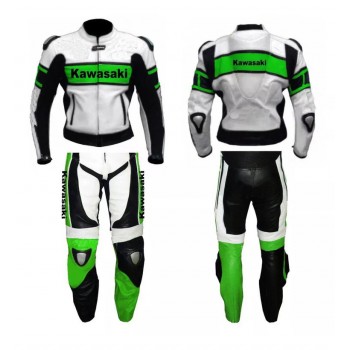 KAWASAKI LEATHER RACING SUIT CE APPROVED PROTECTION